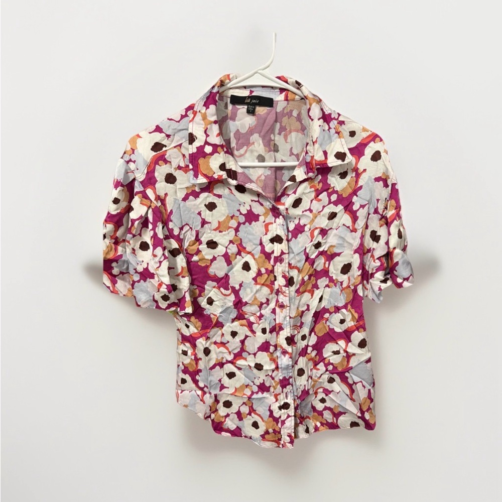 LOFT Floral Button-Down Shirt - Pink, White, and Orange